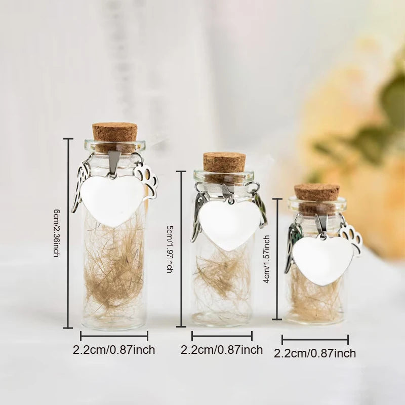 Pet Memorial Bottle – Fur Keepsake Jar with Silver Charms Pet Memorial Keepsake Richie's