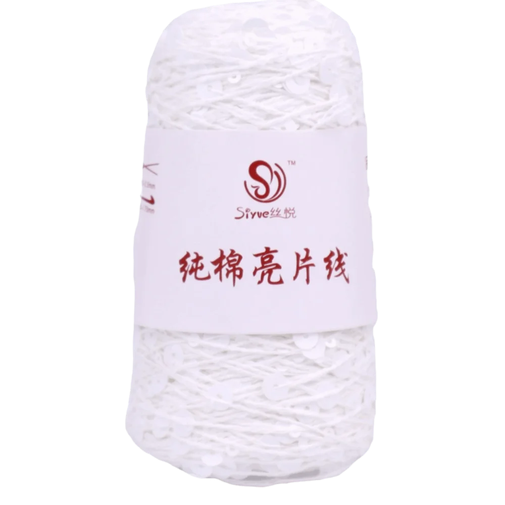 Sequin Bead Hand Knitting Yarn – Sparkle DIY Craft Thread Knitting Yarn Richie's Matte White
