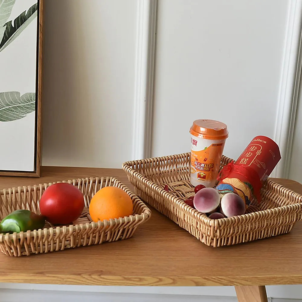 Woven Wicker Serving Tray Basket – Bread & Kitchen Storage Wicker Serving Basket Richie's