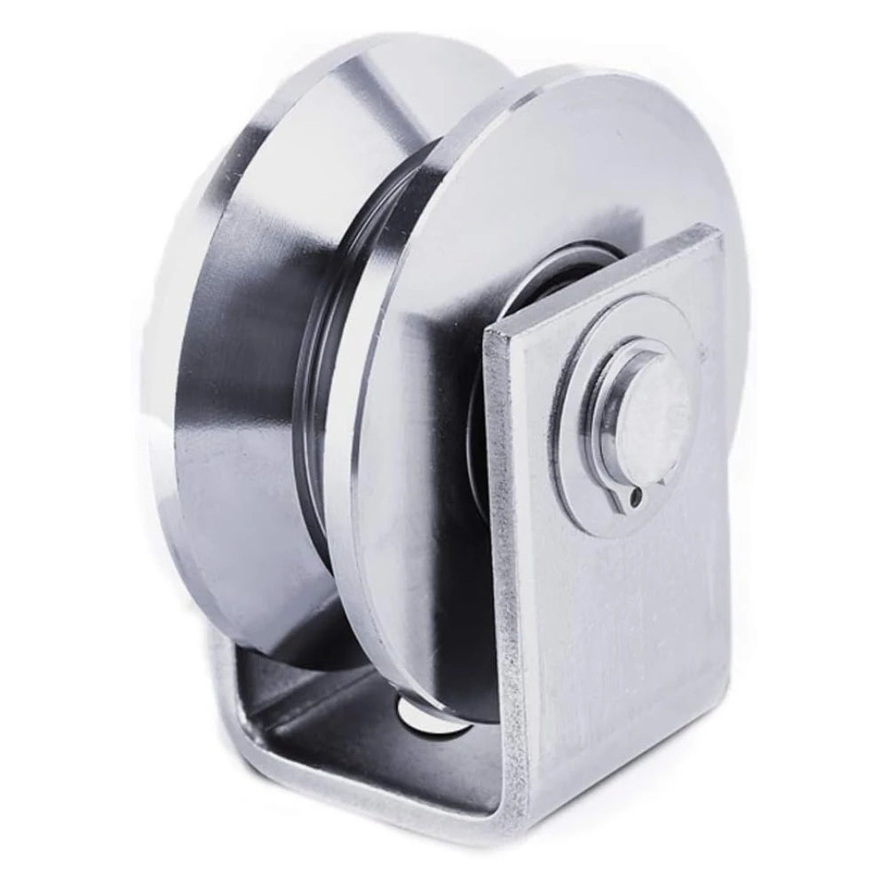 2" 304 Stainless Steel V-Groove Guide Pulley Caster Wheel V-Groove Caster Wheel Richie's 54mm U type
