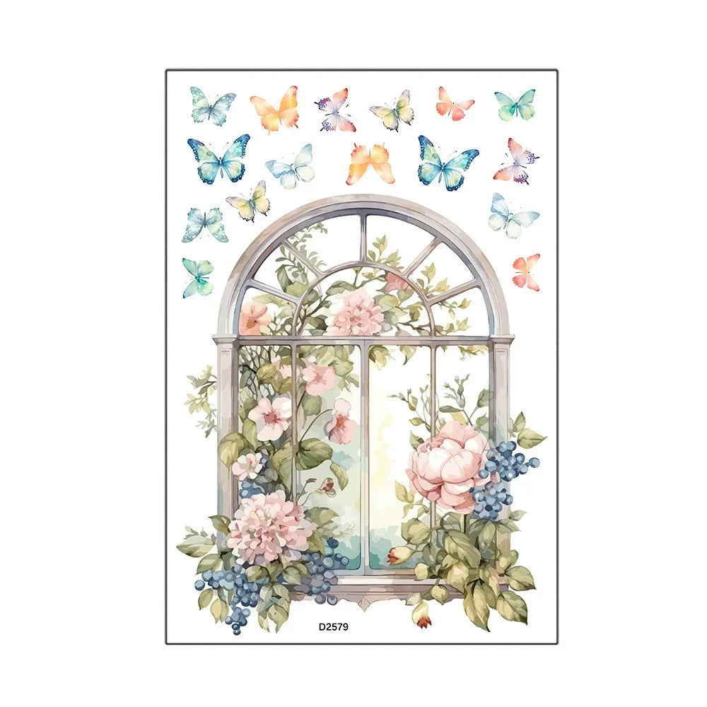 Multicolor Floral Window View Wall Sticker Self-Adhesive PVC Decal Wall Sticker Decal Richie's 5