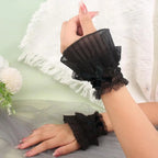 Gothic Lolita Wrist Cuffs Bowknot Lace Trim Maid Cosplay Set Cosplay Wrist Cuffs Richie's