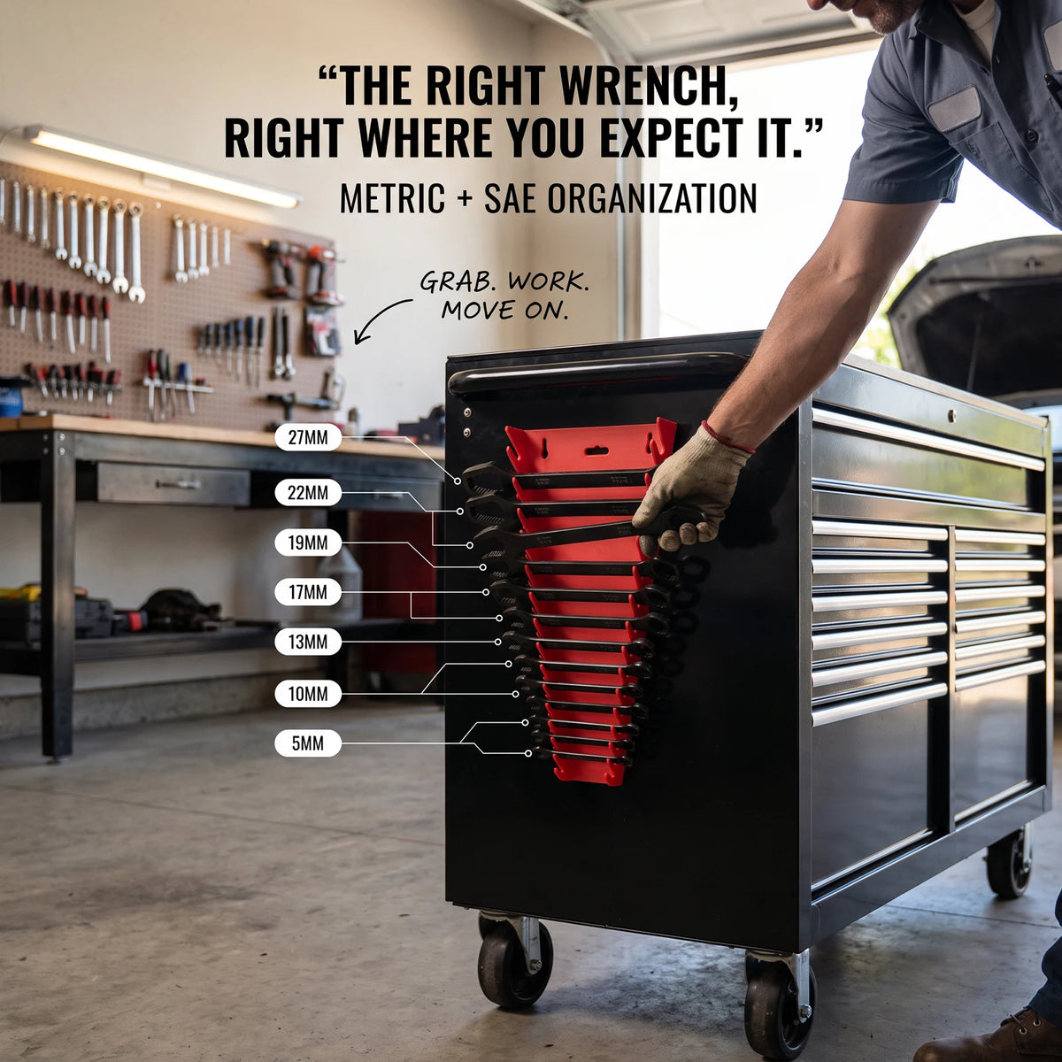 32-Slot Magnetic Wrench Organizer – Metric & SAE Tool Rack Wrench Organizer Rack Richie's