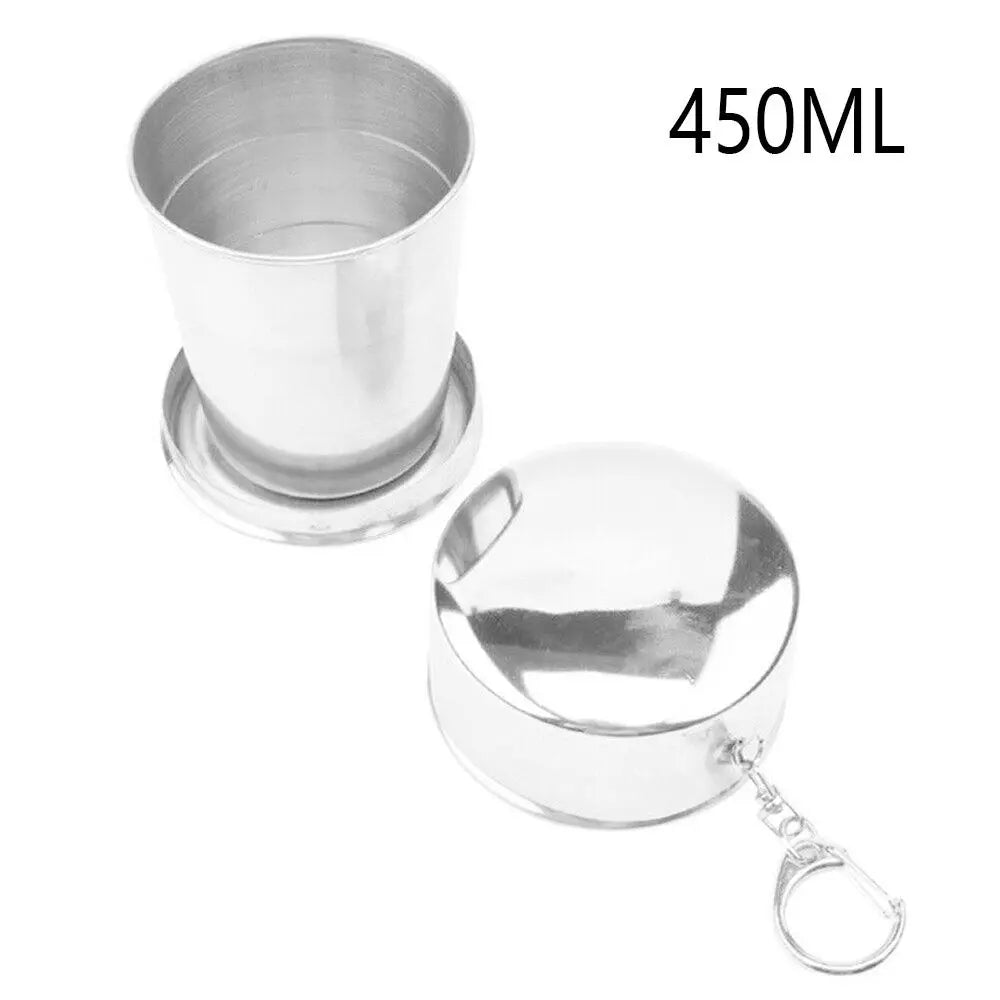 Collapsible Stainless Steel Travel Cup with Keychain & Lid Collapsible Travel Cup Richie's 450ml