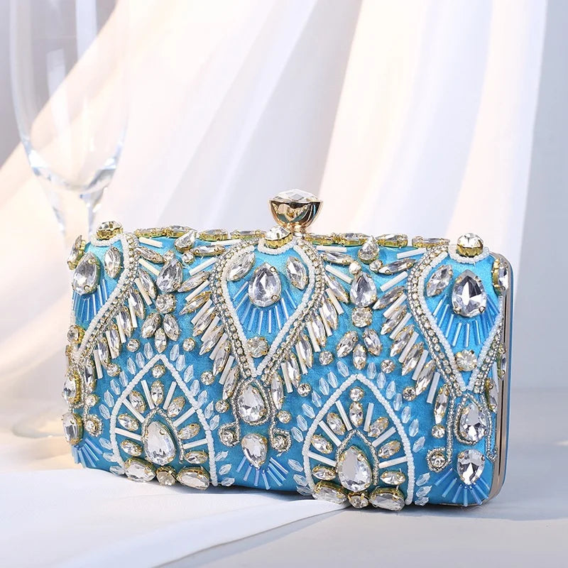 Women's Crystal Evening Clutch Bag – Luxury Bridal Purse Evening Clutch Bag Richie's SKY BLUE
