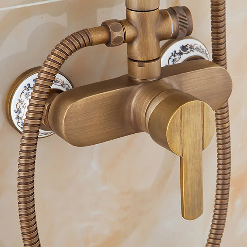 Antique Brass Wall Mounted Bathtub Shower Mixer Faucet Set Shower Mixer Faucet Richie's