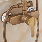 Antique Brass Wall Mounted Bathtub Shower Mixer Faucet Set Shower Mixer Faucet Richie's