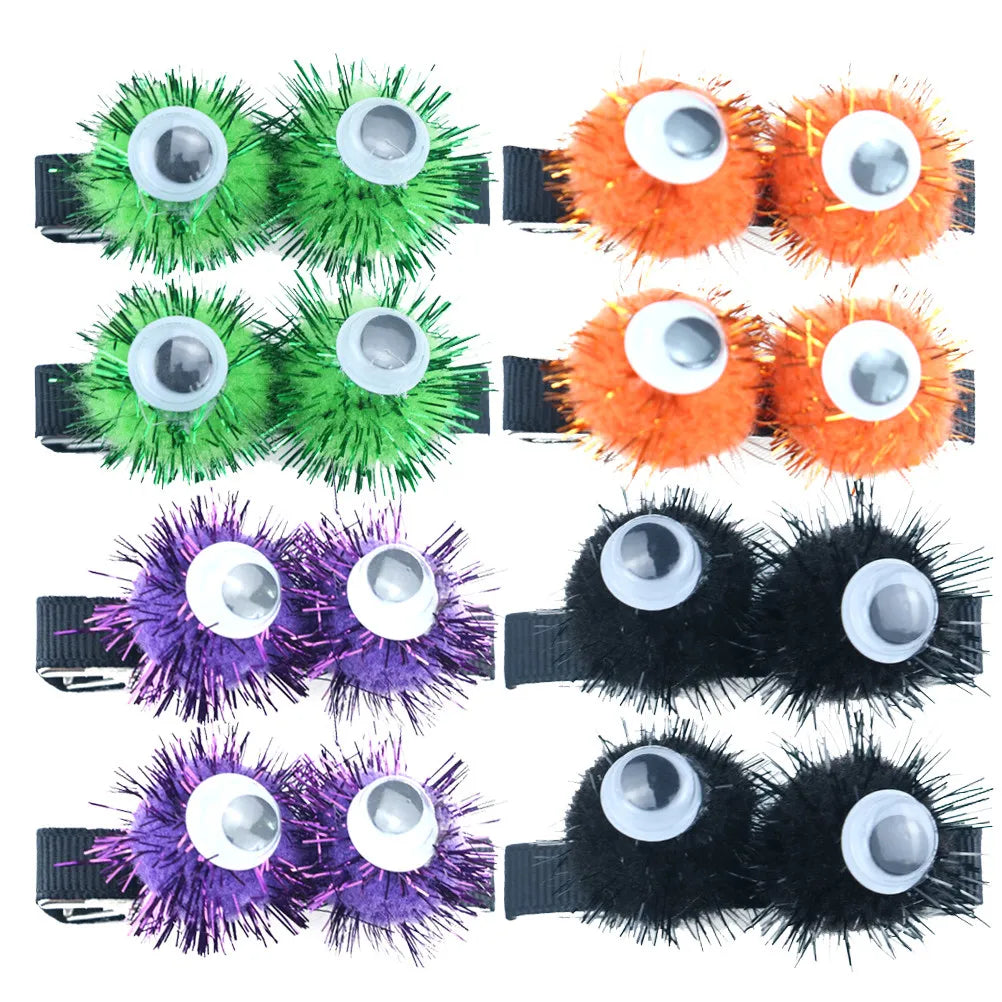 4 Pairs Halloween Eyeball Hair Clips Kids Party Hairpins Halloween Hair Clips Richie's