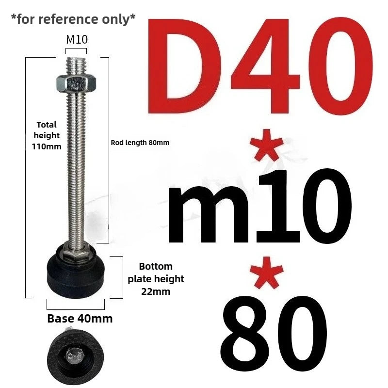 4pcs Adjustable Leveling Feet M5-M12 Nickel Plated Nylon Base Adjustable Leveling Feet Richie's D40xM10x80 4pcs