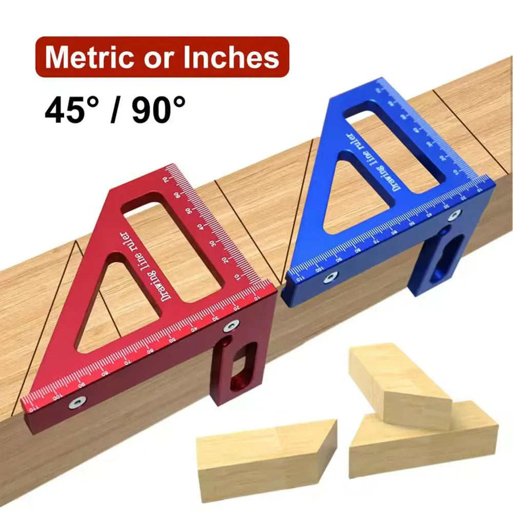 Aluminum Alloy Woodworking Square Protractor Miter Triangle Ruler Woodworking Measuring Ruler Richie's