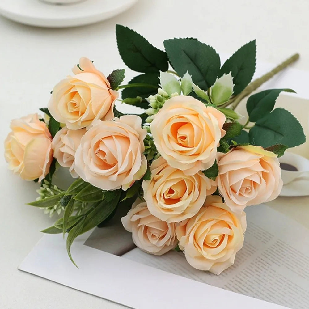 10-Head Artificial Rose Bouquet – 6 Colors for Home Decor Artificial Flower Bouquet Richie's
