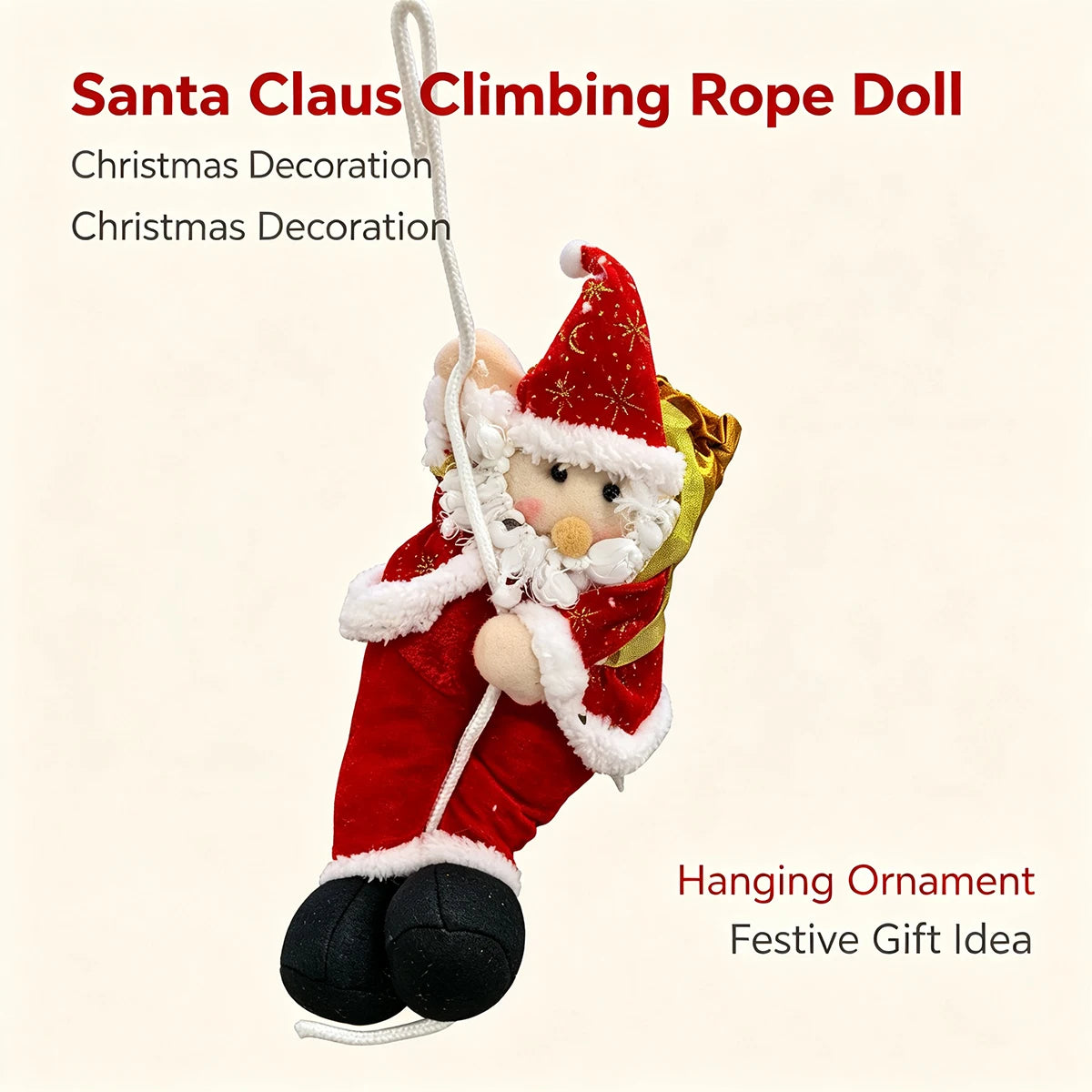 Santa Claus Climbing Rope Doll Christmas Ornament – Red Christmas Ornament Richie's