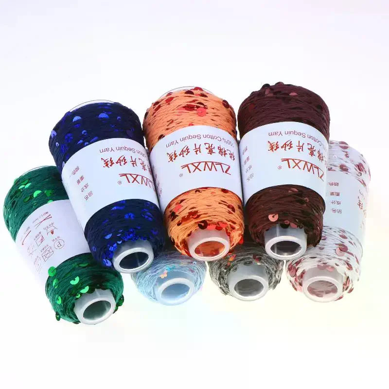 Sequin Cotton Yarn 50g Ball – Glitter Knitting & Crochet Thread Sequin Craft Yarn Richie's