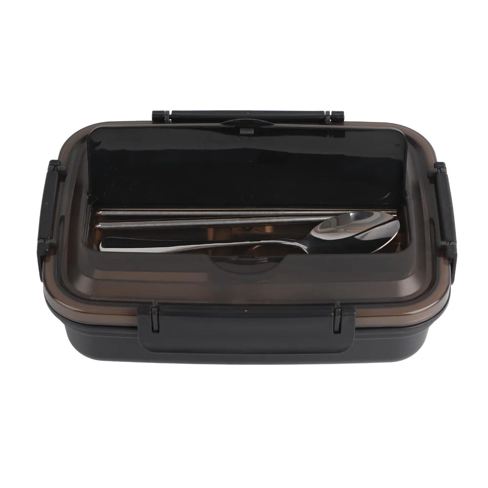 304 Stainless Steel 3-Compartment Lunch Box 1.8L Leakproof Stainless Steel Lunch Box Richie's Black