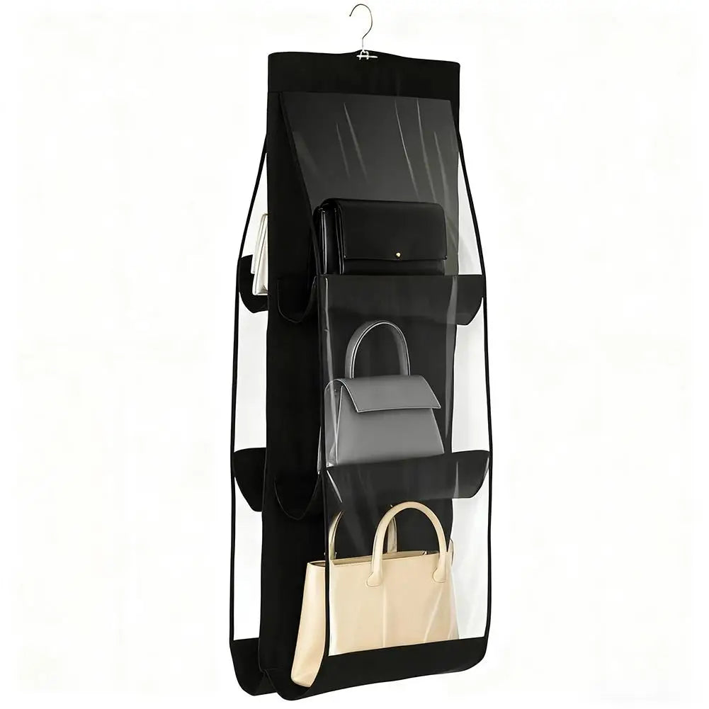 6-Pocket Hanging Handbag Organizer – Waterproof Closet Storage Closet Bag Organizer Richie's black