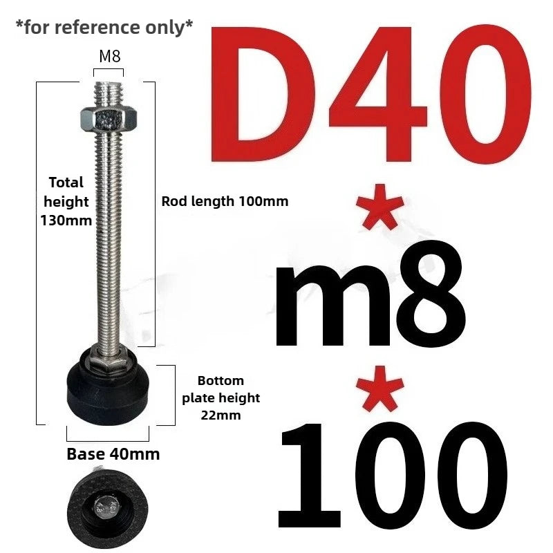 4pcs Adjustable Leveling Feet M5-M12 Nickel Plated Nylon Base Adjustable Leveling Feet Richie's D40xM8x100 4pcs