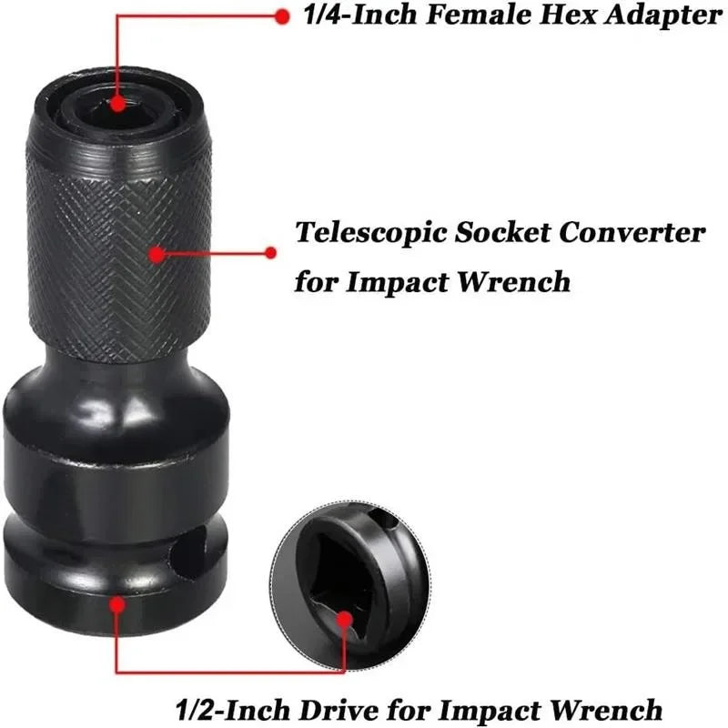 1/2" to 1/4" Hex Socket Adapter Drive Converter – Impact Tool Socket Wrench Adapter Richie's
