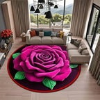 Non-Slip Round Rose Floor Mat 3D Flower Carpet 23.6" Decorative Floor Mat Richie's Rose Red
