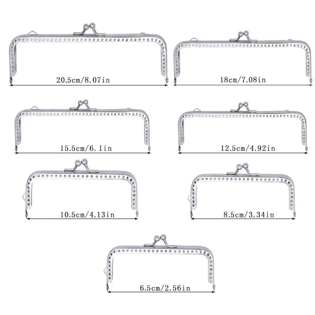 8.5cm Square Kiss Lock Purse Frame – Silver Beaded Clasp DIY Purse Frame Hardware Richie's