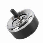 Modern Round Stainless Steel Ashtray – Windproof Spinning Lid Stainless Steel Ashtray Richie's