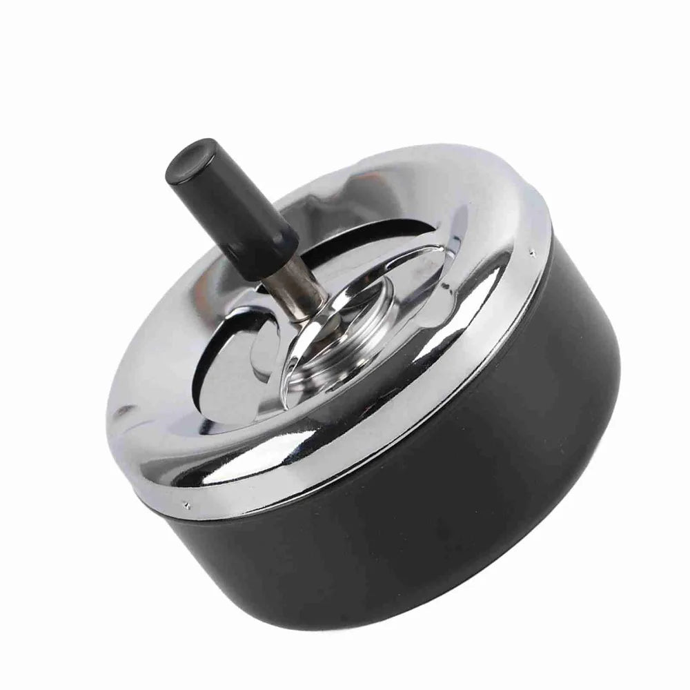 Modern Round Stainless Steel Ashtray – Windproof Spinning Lid Stainless Steel Ashtray Richie's