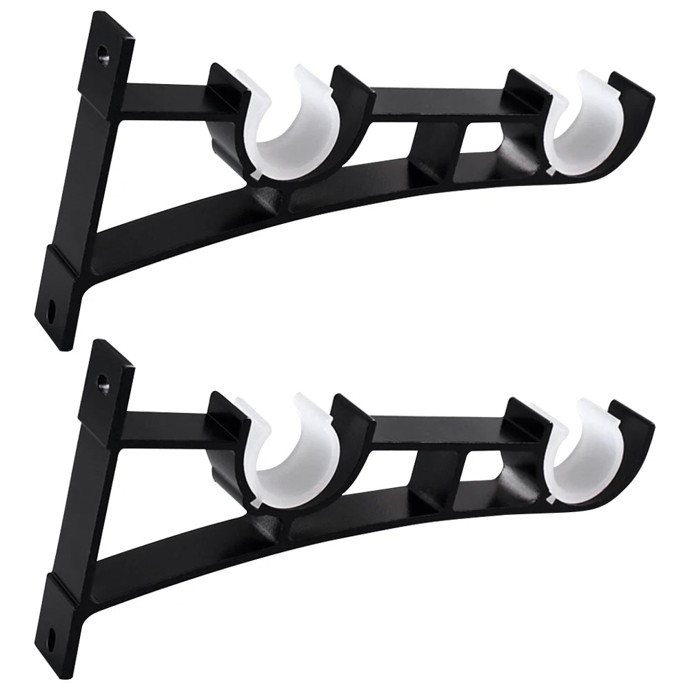 2 Pack Double Curtain Rod Brackets – Aluminum Alloy Wall Mount Curtain Rod Brackets Richie's Black