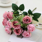 10-Head Artificial Rose Bouquet – 6 Colors for Home Decor Artificial Flower Bouquet Richie's Dark Pink