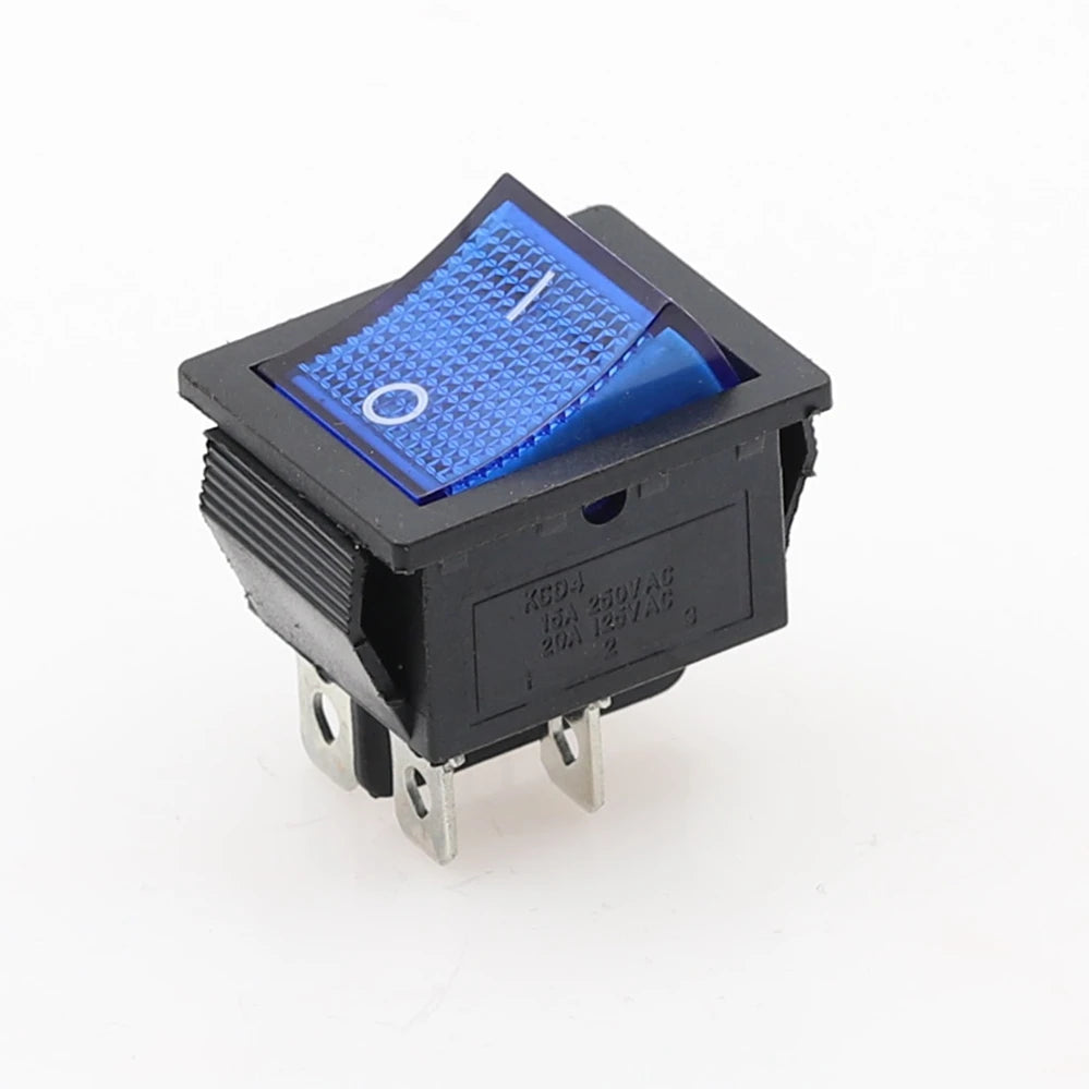 KCD4 Latching Rocker Switch 4/6 Pin with Light 16A 250V Rocker Switch Richie's Blue 6PIN