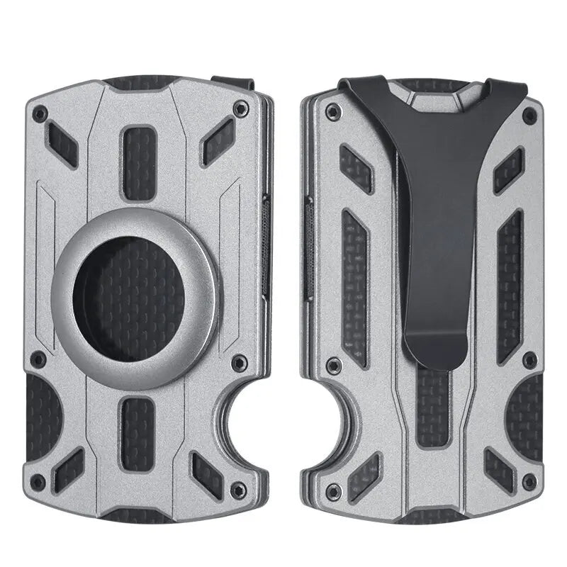 Zeeker Slim Metal RFID Wallet – Carbon Fiber Money Clip Metal Card Wallet Richie's Grey air tag