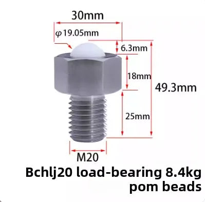 M20 Stainless Steel Ball Roller Hex Bolt – Bull's Eye Bearing Ball Roller Hex Bolt Richie's BCHLJ20 POM QDE03-2