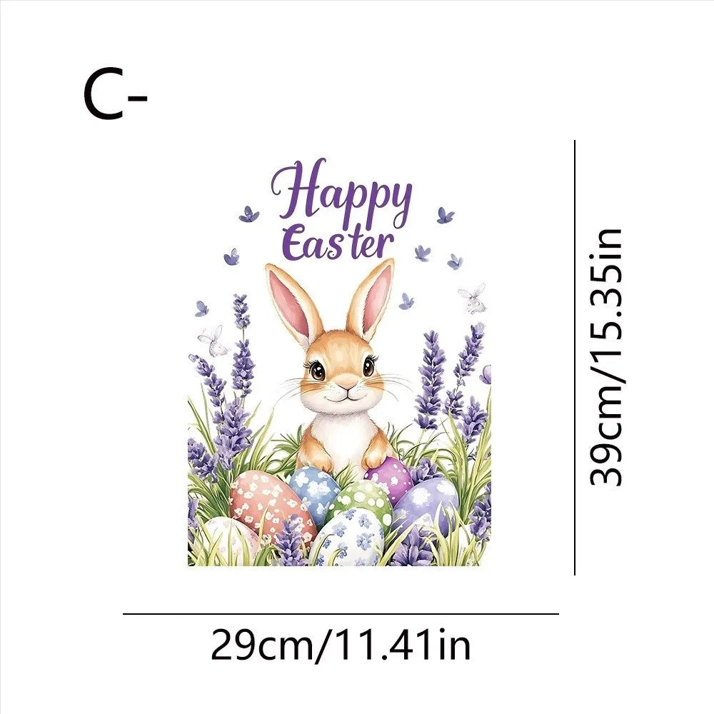Easter Rabbit Flower Wall Stickers – Removable PVC Decals