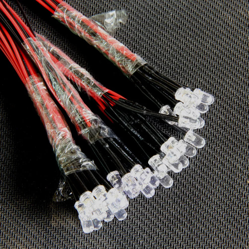 50Pcs Prewired 5mm LED Diode Lights 5 Colors 12V Car DIY Kit Prewired LED Kit Richie's