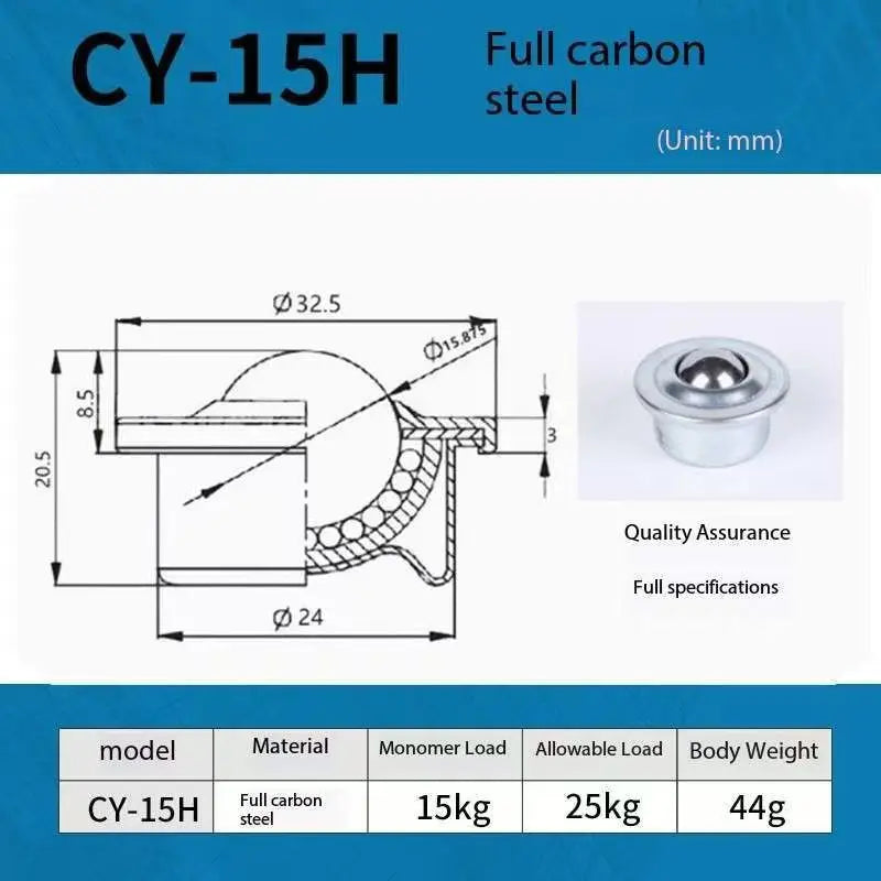 5pcs SUS304 Stainless Steel Ball Roller Universal Caster CY-H Ball Transfer Caster Richie's CY-15H Carbon Steel 5pcs