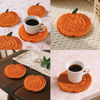 3-Pack Handmade Crochet Pumpkin Coasters | Fall Table Décor Crochet Coaster Set Richie's