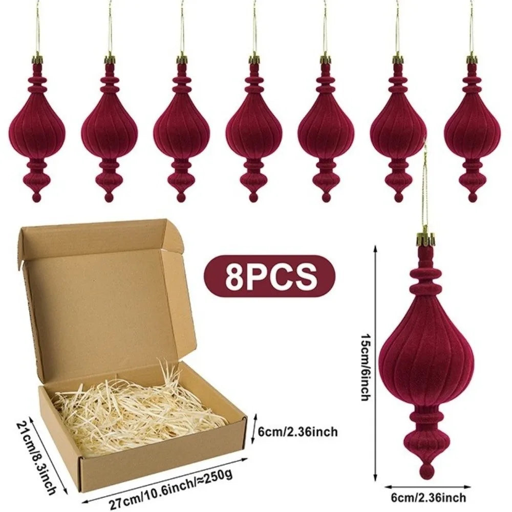 8pcs Velvet Gift Box Christmas Tree Ornaments – Flocked Pendants Christmas Tree Ornaments Richie's