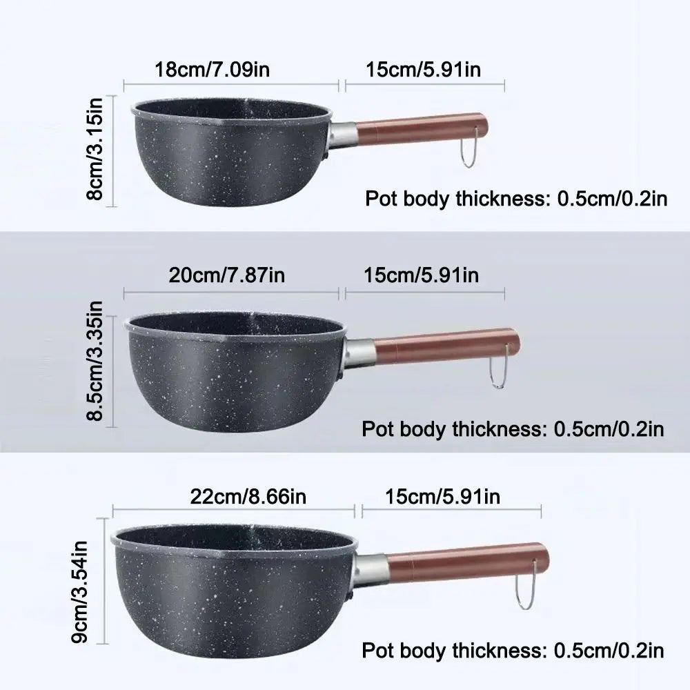 Non-Stick Iron Omelette Pan & Noodle Pot – Wooden Handle Non-Stick Cookware Richie's