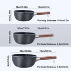 Non-Stick Iron Omelette Pan & Noodle Pot – Wooden Handle Non-Stick Cookware Richie's
