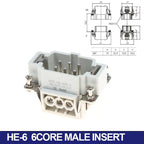 HDC-HE Heavy Duty Connector 6–24 Core 16A 500V Aviation Plug Industrial Connector Insert Richie's 6P Male