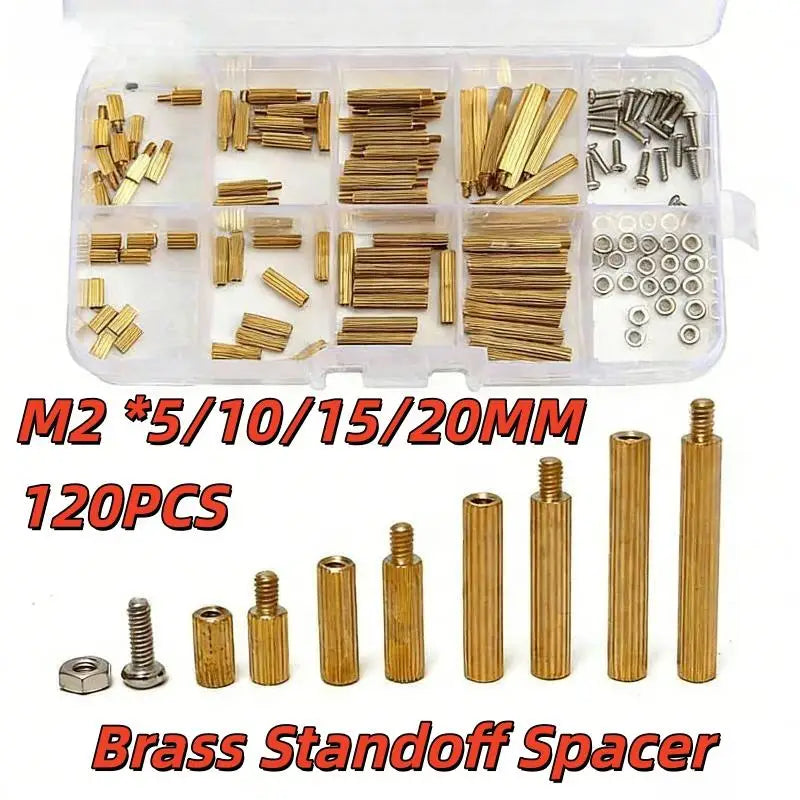 M2 Brass Standoff Kit 120Pcs – Screws, Nuts & Washers Set Standoff Fastener Kit Richie's Default Title