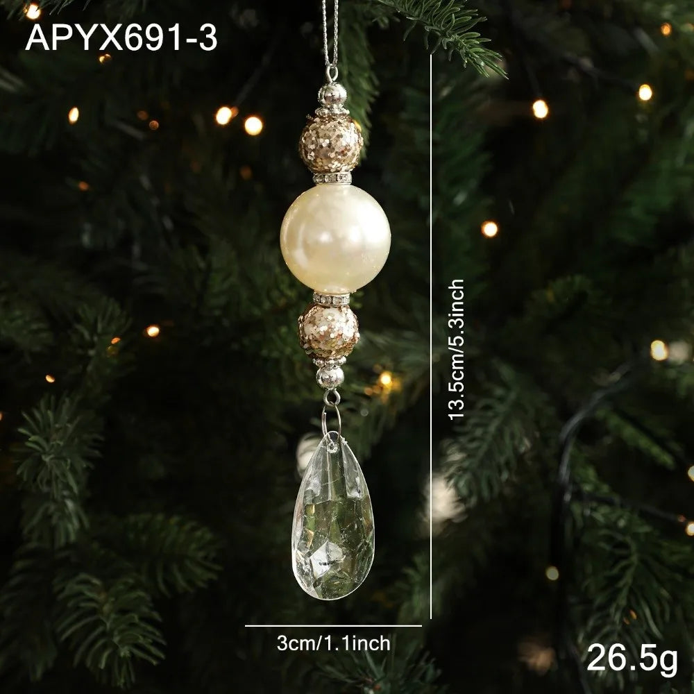 Acrylic Christmas Tree Pendant with Faux Pearl Drop Ornament Christmas Tree Ornament Richie's 9