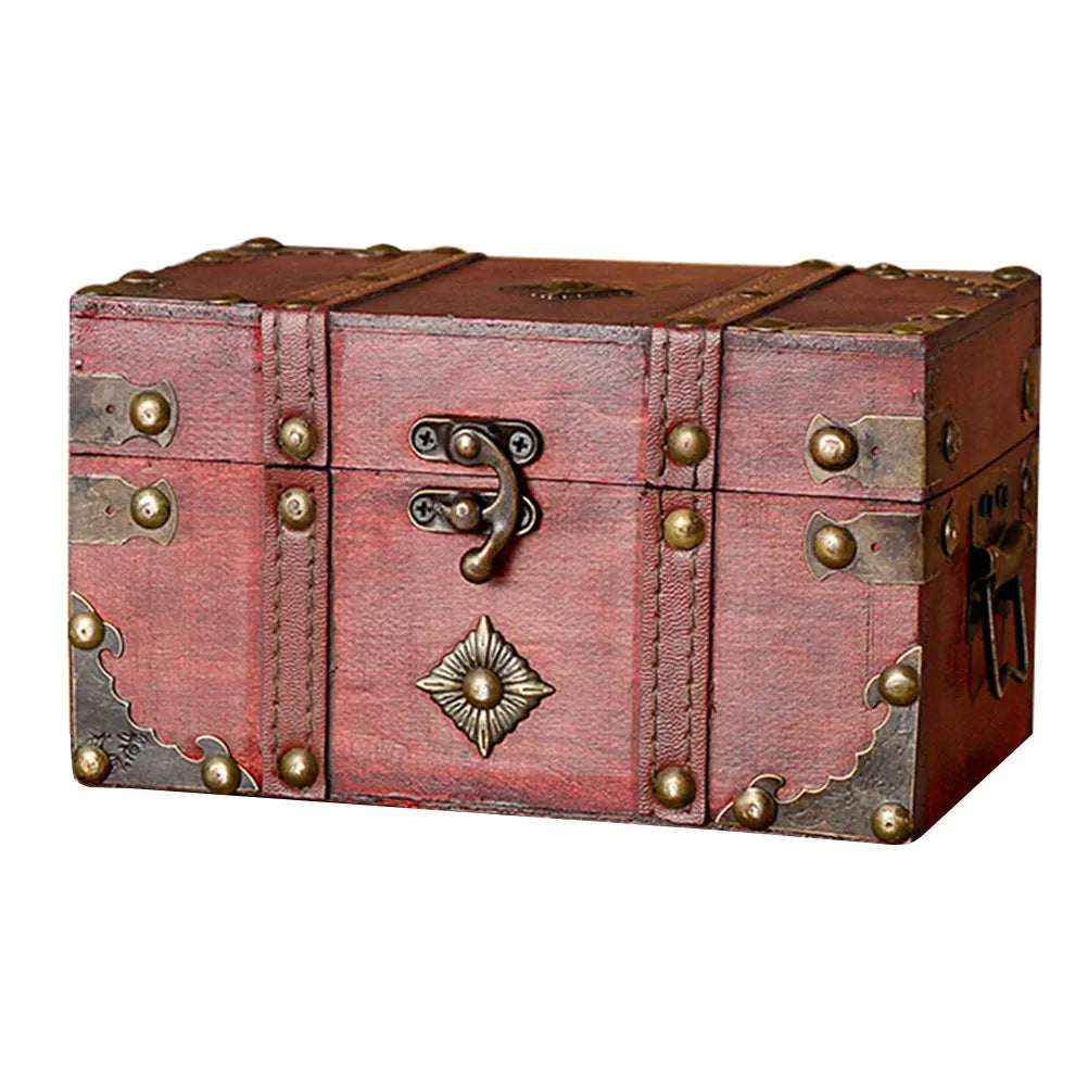 Wooden Treasure Chest Retro Jewelry Organizer Storage Box Decorative Storage Box Richie's