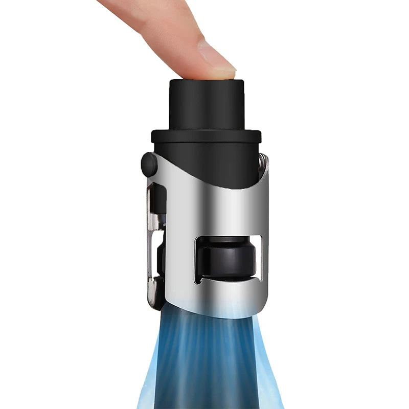 Vacuum Champagne Stopper Stainless Steel Sparkling Wine Saver Wine Bottle Stopper Richie's Black