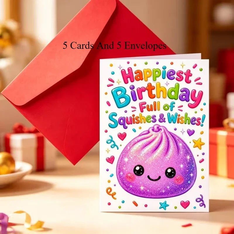Purple Dumplings Birthday Card – Cute Gift for Food Lovers Greeting Card Richie's Red 10 Pcs