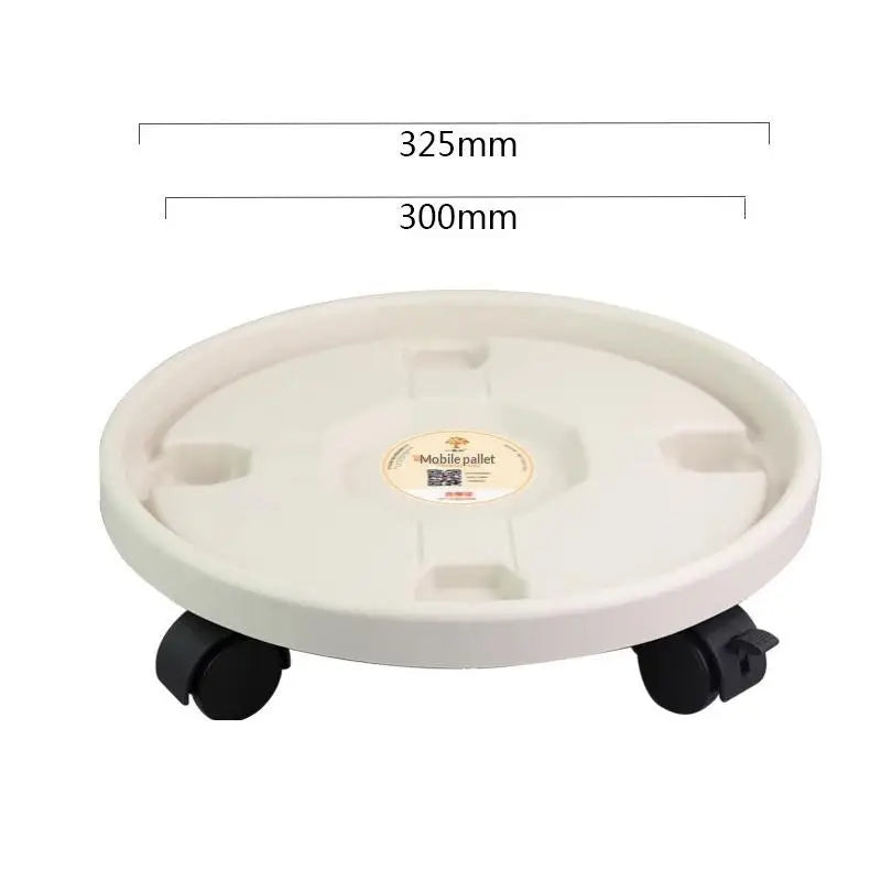 Rolling Plant Pot Tray with 360° Wheels | Movable Flower Base Rolling Plant Tray Richie's White 33CM