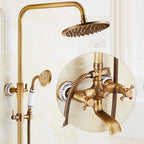 Antique Brass Wall-Mounted Bathtub Shower Faucet Mixer Set Shower Faucet Set Richie's E