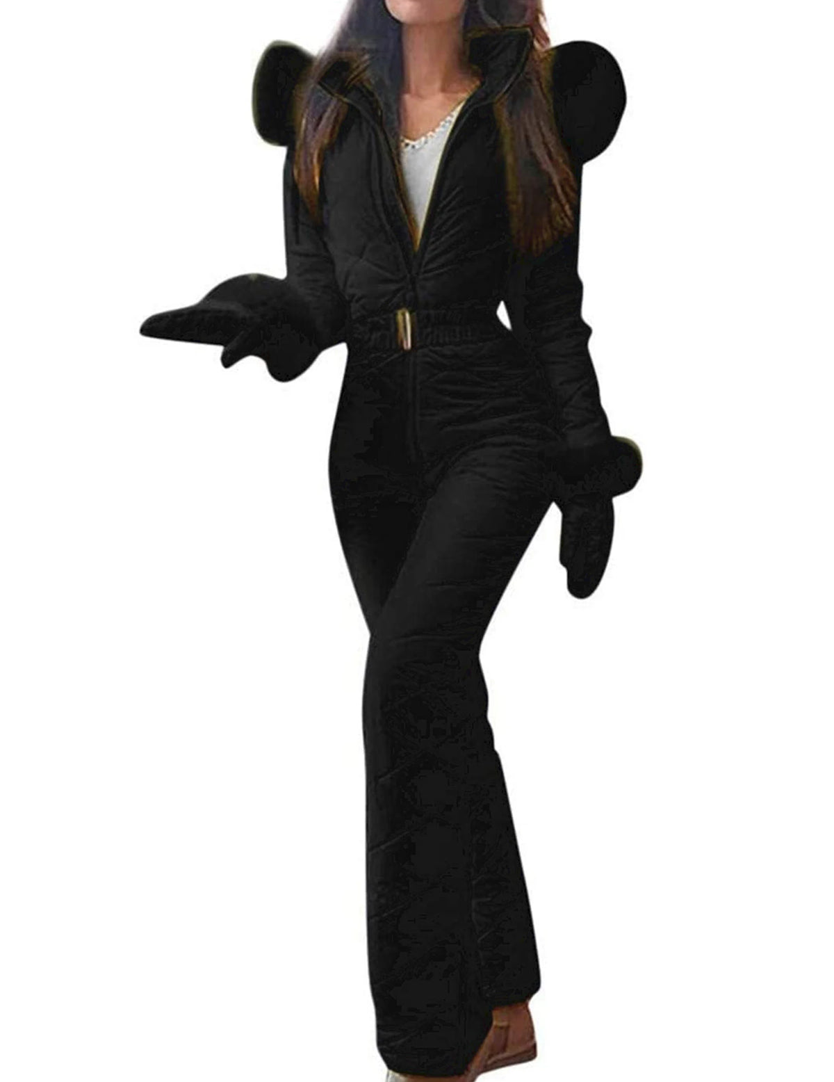 Women's Waterproof One-Piece Ski Jumpsuit | Insulated Snowsuit Women's Ski Jumpsuit Richie's M Black