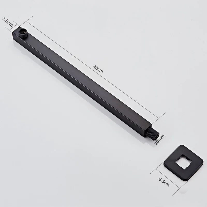 HOBHE Matte Black 38cm Concealed Wall-Mounted Shower Arm Shower Arm Richie's