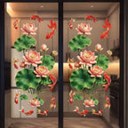 Lotus & Koi Fish Glass Window Sticker – No-Glue PVC Decal Window Decal Sticker Richie's