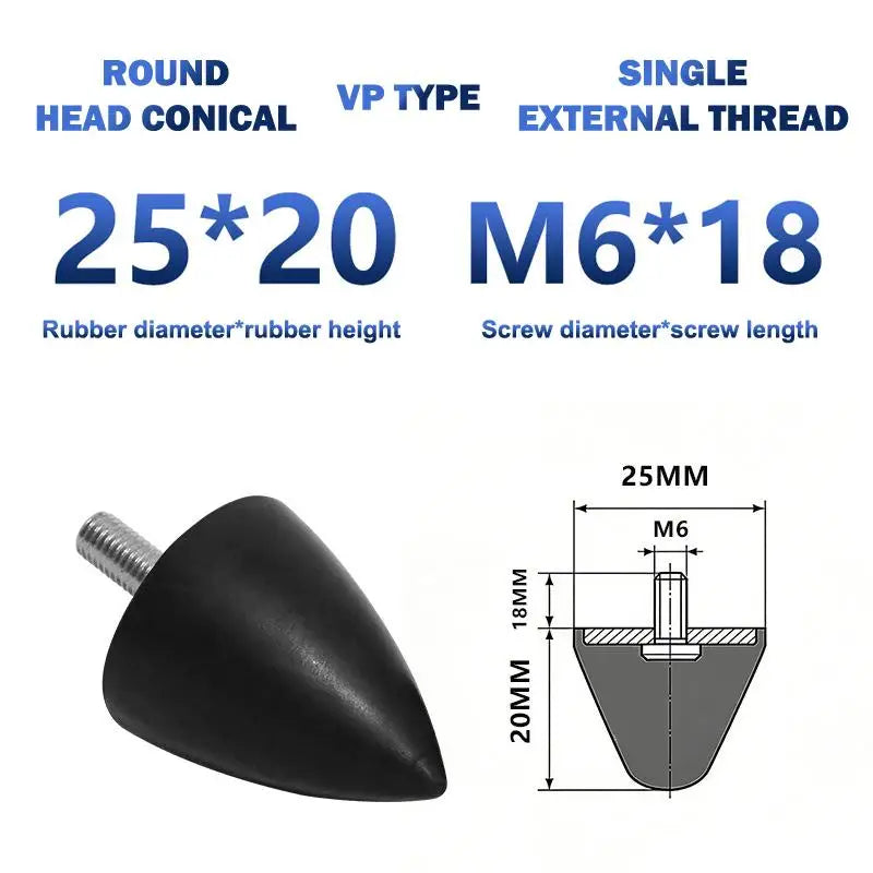 VP Type Conical Rubber Shock Absorber Buffer Pad 2pcs Rubber Shock Absorber Richie's 25x20 2pcs