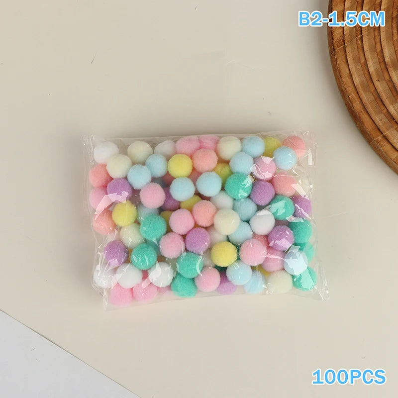 100 Pcs Fluffy Pom Poms 10–30mm | Kids DIY Craft Supplies DIY Craft Supplies Richie's B2